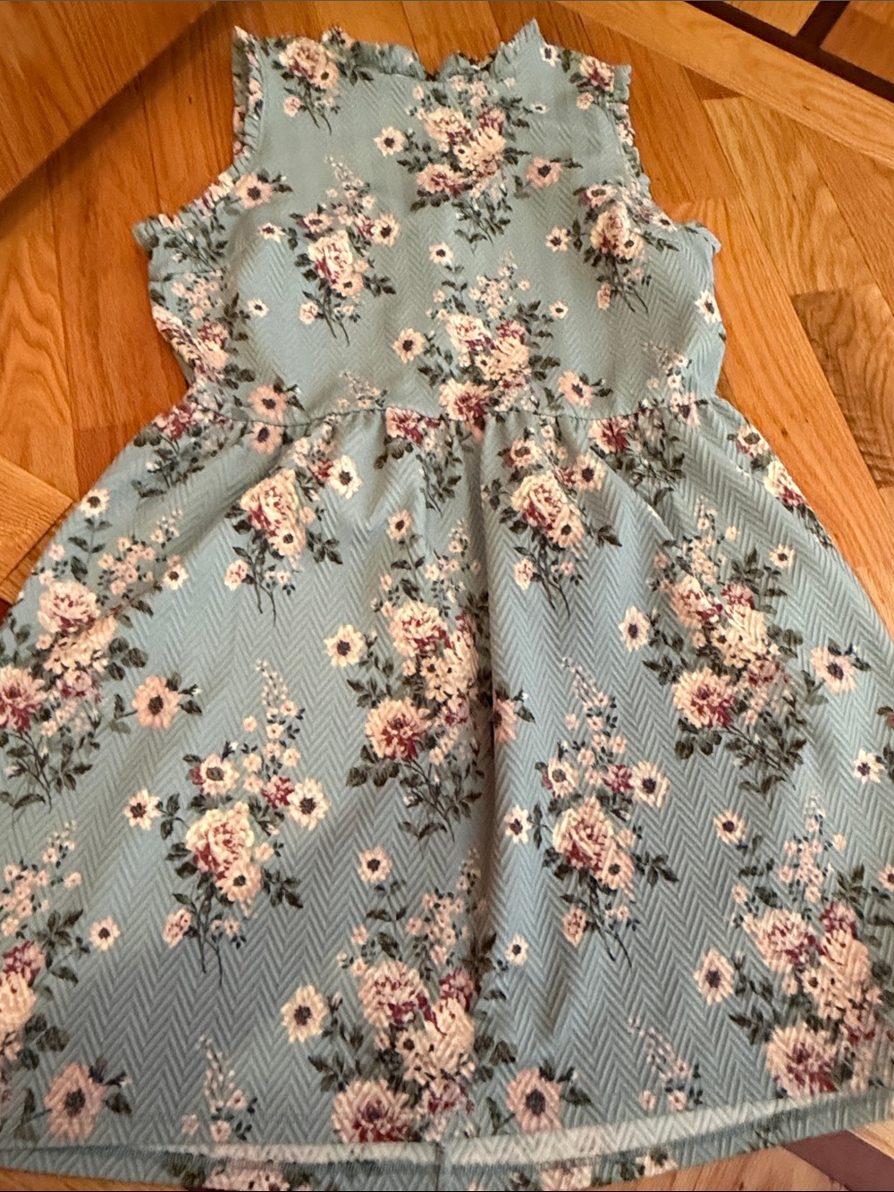 Woman’s Floral Blue Sleeveless Dress